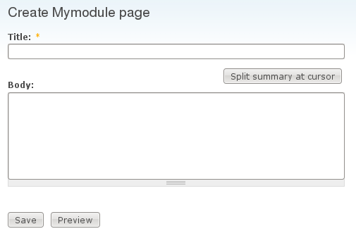 Create Mymodule page